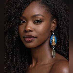 Handpainted OOAK cheetah big cat earrings african wildlife jewelry lions